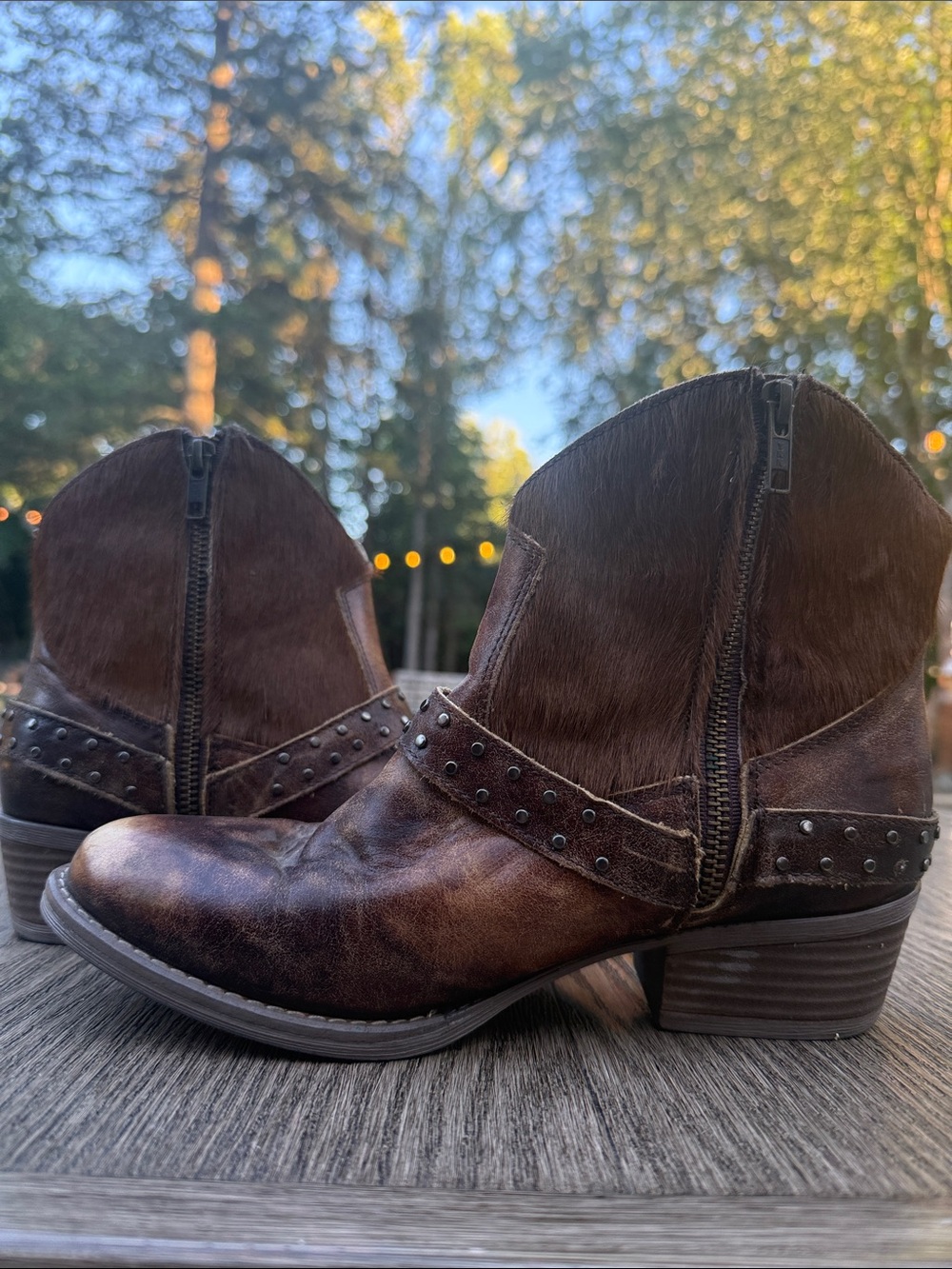 Women’s Distressed Brown Western Ankle Booties with Buckle - Picture 8 of 8